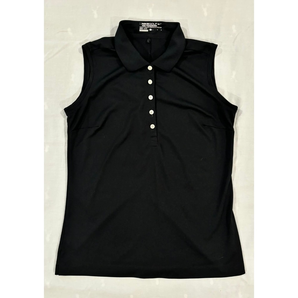 Nike Golf Tour Performance Dri-FIT Sleeveless Polo Shirt Black Womens Large